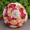 Wedding Holding Pearl Diamond Flowers Bridal Bouquet Accessories Bridesmaid Rhinestone Party Wedding Decoration Supplies, Diameter: 20cm(Red)