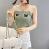 Slim-fit Knit Butterfly Vest With Exposed Navel (Color:Green Size:Free Size)
