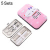 5 Sets 7 in 1 Stainless Steel Nail Care Clipper Pedicure Manicure Kits Case