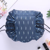 Fashion Waterproof Large Capacity Quick Drawstring Makeup Jewelry Storage Bag Women Travel Cosmetic Bag Toiletry Tool Kit(Navy feather)