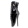 Ballet Pumps Spike Heel Black Lace-Up Pointed Toe Shoes, Size:38(Bright Black)