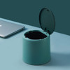 Home Desktop Trash Can with Lid Office Mini Bomb Wastepaper Basket(Dark Green)