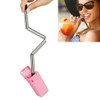 Foldable Collapsible Reusable Stainless Portable Straw Outdoor Household Drinking Tool,Length: 23cm(Dark pink)