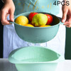 4 PCS Home Living Room Fruit Tray Kitchen Sink Double Creative Fruit Basket Drain Basket(Dark Green)