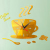 2 Sets Home DIY 3D Stereo Decorative Fashion Coffee Wall Clock Acrylic Mirror Wall Sticker Coffee Clock(Deep Gold)