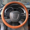 Universal Car Genuine Leather Pinhole Steering Wheel Cover, Diameter: 38cm(Brown)