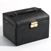 Simple Portable Jewelry Box Earrings Ring Storage Consolidation Box with Drawers, Size : 17.5 x 14 x 13cm(black)