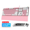 AULA F2088 PBT Keycap 108 Keys White Backlight Mechanical Black Switch Wired Gaming Keyboard(Pink + White)