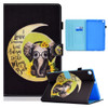 For Samsung Galaxy Tab A10.1 (2019) T510 Colored Drawing Horizontal Flip Leather Case with Holder & Card Slots(Moon Baby Elephant)