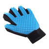 Left Hand Five Finger Deshedding Brush Glove Pet Gentle Efficient Massage Grooming(Sky Blue)