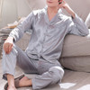 Simulation Silk Long Sleeve Long Pant Man Pajamas Set, Size:XXL(Silver)