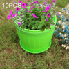 10 PCS Imitation Wooden Barrel Plastic Resin Flower Pot with Tray, Top Diameter: 16cm, Height: 13.5cm(Green)