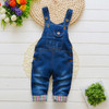 Children Button Denim Bib Pants, Size:100cm(Blue)