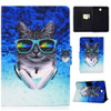 For Samsung Galaxy Tab A 8.0 (2015) T350 Electric Pressed TPU Colored Drawing Horizontal Flip Leather Case with Holder & Card Slots & Anti-slip Strip & Sleep / Wake-up Function(Headphone Cat)