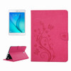 For Galaxy Tab A 8.0 / T350 Pressed Flowers Butterfly Pattern Horizontal Flip PU Leather Case with Magnetic Buckle & Holder & Card Slots & Wallet(Magenta)