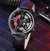 SANDA 1062 360 Degree Hollow Spinning Dial Leather Strap Quartz Watch for Men(Black)