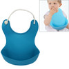 Baby Infant Toddler Waterproof Silicone Bib Infants Feeding Lunch Roll-up Apron(Dark Blue)