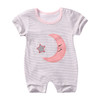 Summer  baby rompers Short sleeve Printed Jumpsuit, Kid Size:80cm(Strip and Moon)