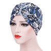 Women Floral Cotton Turban Hat Wrap Cap, Size: M（56-58cm）(Blue Leaves)