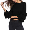 Autumn and Winter Women Slim Short Sweater, Size: M(Black)