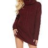 High Collar Turtleneck Dress Knitted Sweater, Size:  One Size( Wine Red )