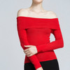 Women Spring One-neck Collar Off-Shoulder Sexy Sweater, Size: L(Red)