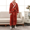 Male Couple Models Thick Warm Long Paragraph Large Size Terry Cloth Bathrobe, Size:XXXL(Red Coffee)