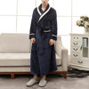 Male Couple Models Thick Warm Long Paragraph Large Size Terry Cloth Bathrobe, Size:M(Navy)