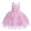 Girls Irregular Embroidered Beaded Bow-knot Tutu Sleeveless Dress Show Dress, Appropriate Height:100cm(Pink)