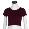 Round Neck Exposed Navel Shirt Body Short Sleeve T-shirt, Size: M(Fuchsia )