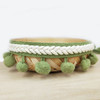 mzf3.5mq National Style Fur Ball Lace Belt DIY Clothing Accessories, Length: 22.86m, Width: 3.5cm(Grass Green)