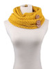 Winter Round Buttons Gaiter Scarf Women Thick Warm Wool Knitted Scarves Collar (Yellow)