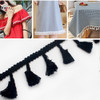 25 Metres 4.5cm Cotton Thread Broom Lace Ribbon Tassel Ethnic For Craft DIY Curtain Home Decorative Clothes Sewing Accessories(Black)