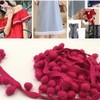 20 Yards 1.2cm Pompom Lace Ribbon Fur Ball Trim For Craft DIY Curtain Home Decorative Clothes Sewing Accessories(Dark Rose Red)