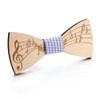 Men Musical Note Pattern Wooden Bow-knot Bow Tie(Small Grid Light Blue)