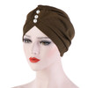 2 PCS Women Forehead Fold Pearl Decorative Hooded Cap Turban Hat, Size:One Size(Army Green)