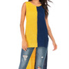 Women Fashion Short Front Behind Long Pullover Sleeveless Sweater, Size: L(Yellow Blue)