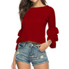 Autumn and Winter Women Slim Short Sweater, Size: XL(Wine Red)