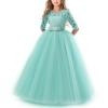 Girls Party Dress Children Clothing Bridesmaid Wedding Flower Girl Princess Dress, Height:160cm(Green)