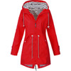 Women Waterproof Rain Jacket Hooded Raincoat, Size:XL(Red)