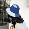 Summer and Autumn Stitching Denim Fisherman Hat Wild Basin Cap(M (56-58cm))