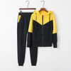 Fashion Stitching Casual Sport Hooded Suit (Color:Yellow Size:XL)