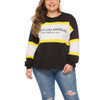 Letters Print Loose Sweatshirt (Color:Black Size:XXXL)