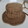 Autumn and Winter Knitted Woolen Hat All-Match Warm Fisherman Hat Twist Bucket Hat, Size: M (56-58cm)(Khaki)