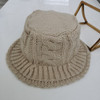 Autumn and Winter Knitted Woolen Hat All-Match Warm Fisherman Hat Twist Bucket Hat, Size: M (56-58cm)(Apricot)