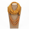 2 PCS National Style Scarf with Imitation Pearl Necklace(Apricot)