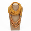 2 PCS National Style Scarf with Imitation Pearl Necklace(Apricot)