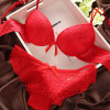 Lace Sexy Thin Underwear Vintage Solid Color Bra Set, Size:80B(Red)