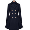 Slim Mid-length Commuter Jacket Trench Coat (Color:Navy Size:L)