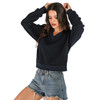 Solid Color Long-sleeved Autumn and Winter Sweatershirt (Color:Dark Blue Size:S)